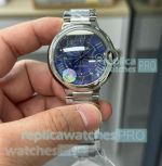 CH Factory Best Replica Cartier Ballon Bleu De Blue Dial Stainless Steel Band Men 40MM Watch